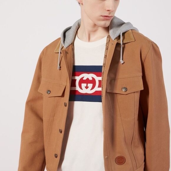 GUCCI AUTHENTIC INTERLOCKING G STRIPE PRINT T-SHIRT - Picture 2 of 12